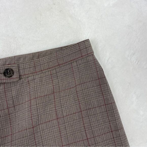 JM Collection Petite Plaid Straight Leg Dress Pants Trousers Brown Maroon 10P - Picture 4 of 9